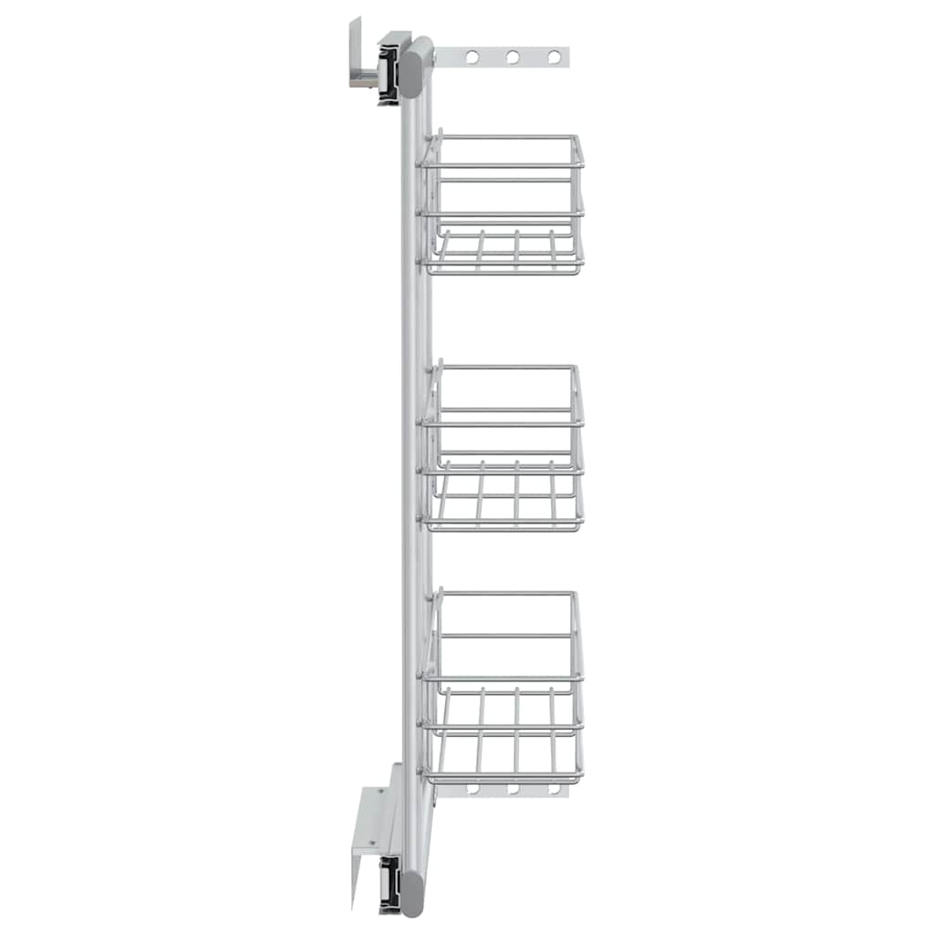 vidaXL 3-Tier Pull-out Kitchen Wire Basket Silver 47x15.5x55.5 cm 5