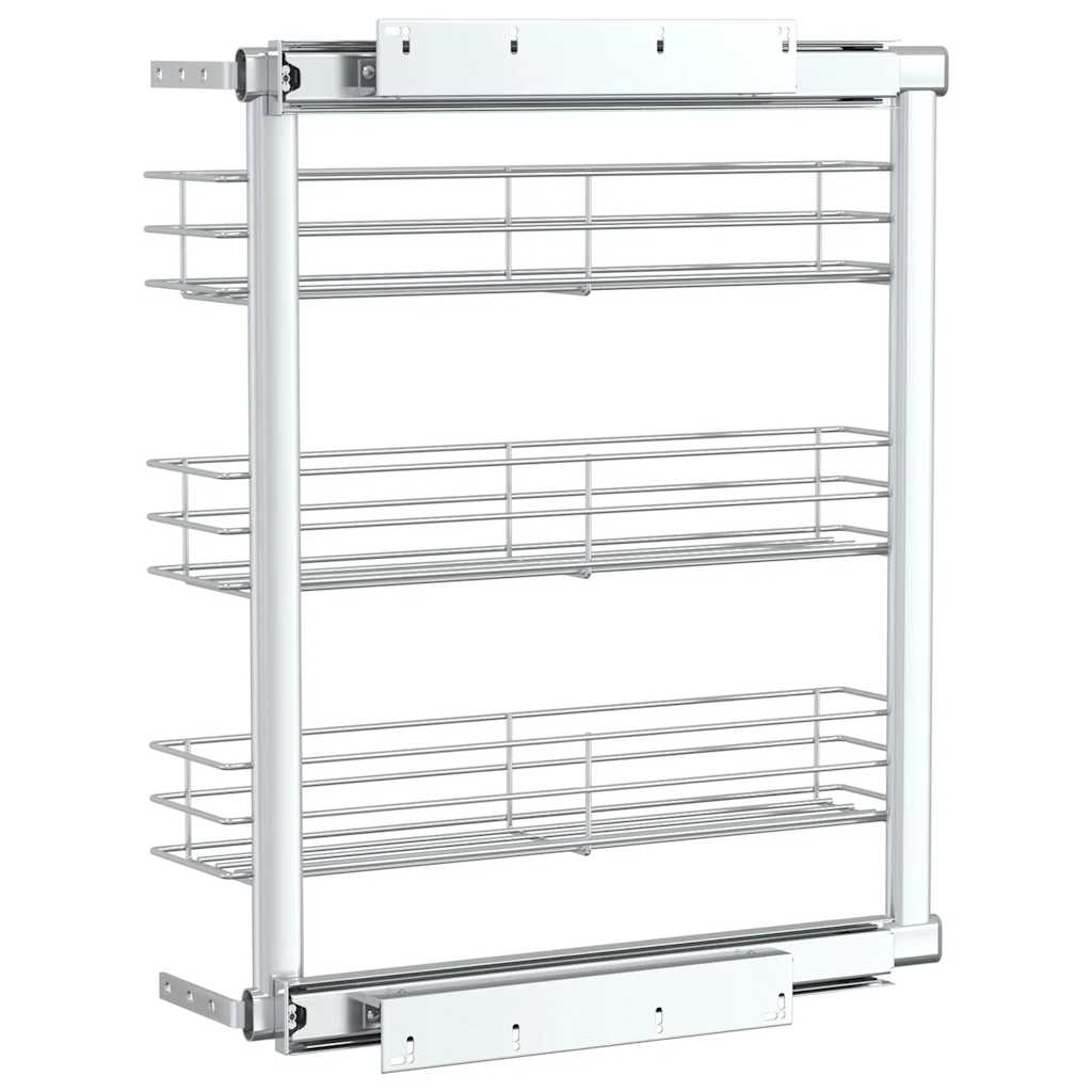 vidaXL 3-Tier Pull-out Kitchen Wire Basket Silver 47x15.5x55.5 cm 6
