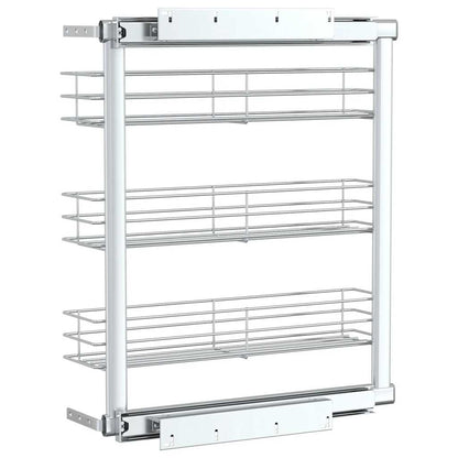 vidaXL 3-Tier Pull-out Kitchen Wire Basket Silver 47x15.5x55.5 cm 6