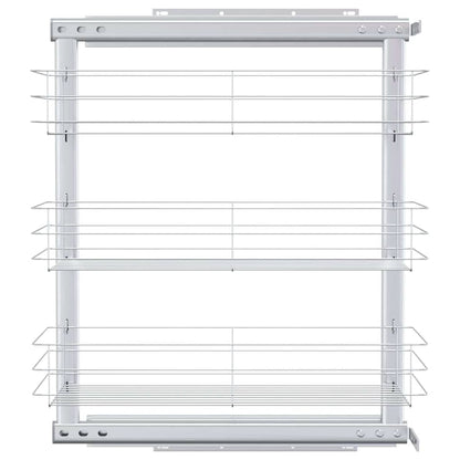 vidaXL 3-Tier Pull-out Kitchen Wire Basket Silver 47x25x56 cm 4