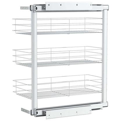 vidaXL 3-Tier Pull-out Kitchen Wire Basket Silver 47x25x56 cm 6