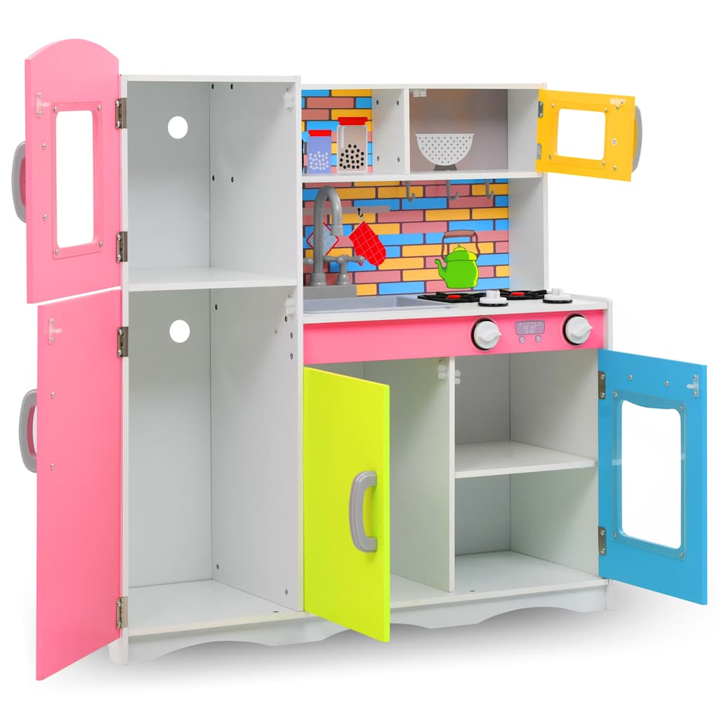vidaXL Kids' Play Kitchen MDF 80x30x85 cm Multicolour 2