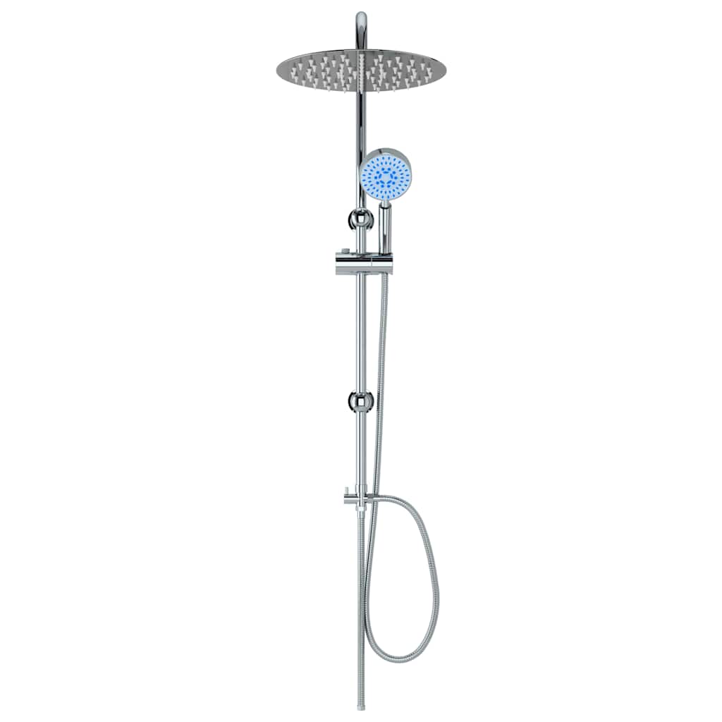 vidaXL Dual Head Shower Set with Hand Shower Stainless Steel 5