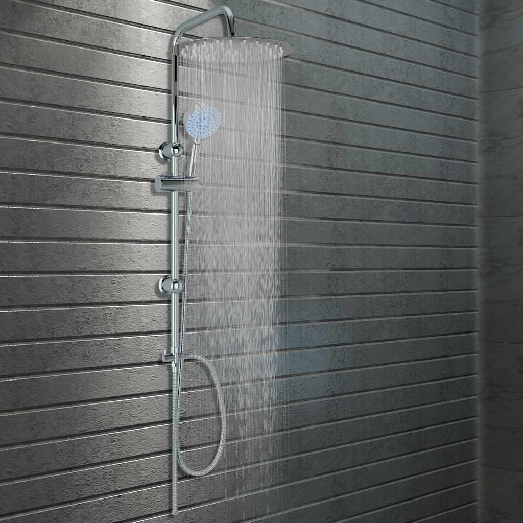 vidaXL Dual Head Shower Set with Hand Shower Stainless Steel 1