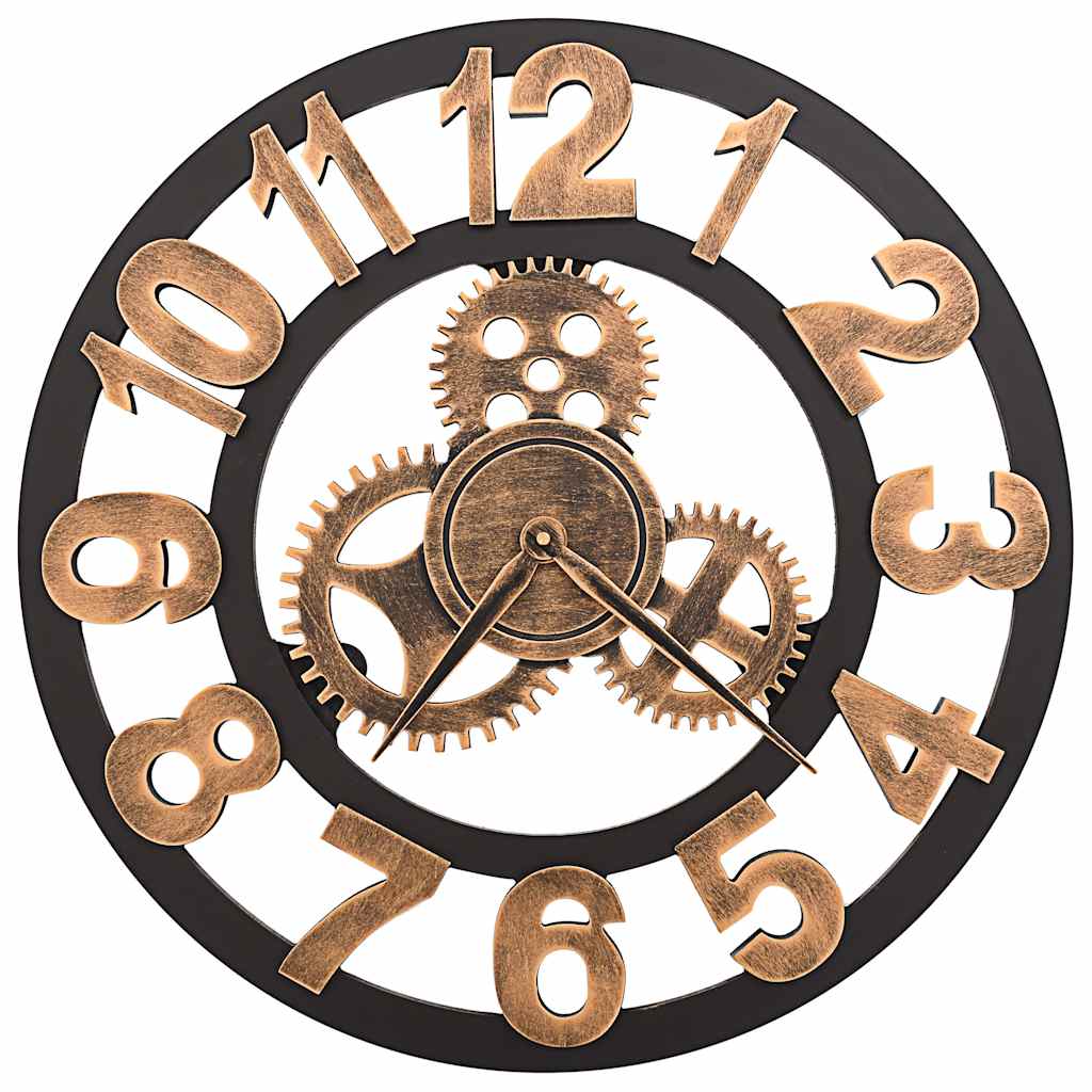 vidaXL Wall Clock | Gold and Black | Metal and MDF | Large | Decorative Inlays 2