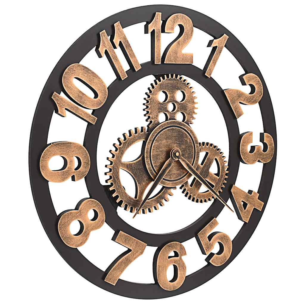 vidaXL Wall Clock | Gold and Black | Metal and MDF | Large | Decorative Inlays 3