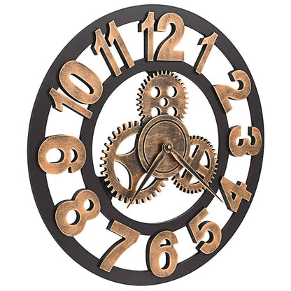vidaXL Wall Clock | Gold and Black | Metal and MDF | Large | Decorative Inlays 3