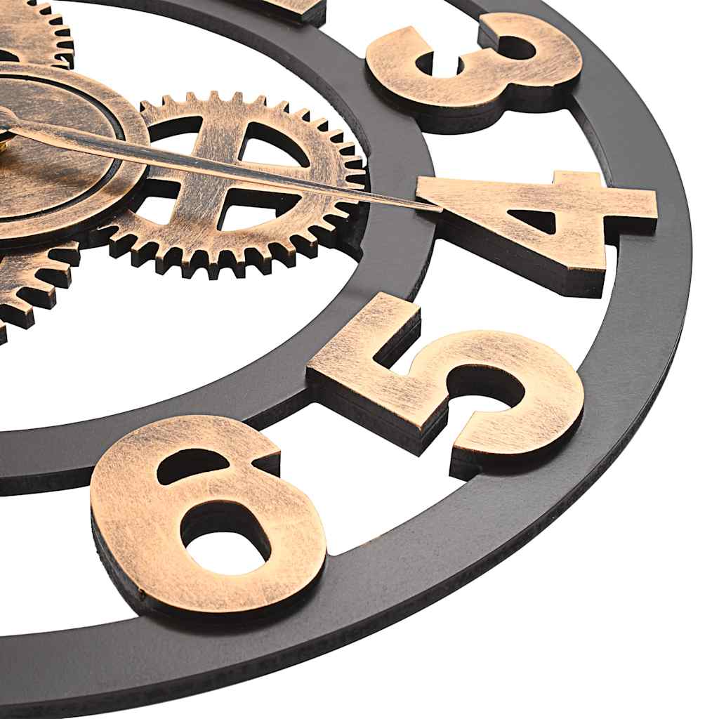 vidaXL Wall Clock | Gold and Black | Metal and MDF | Large | Decorative Inlays 4