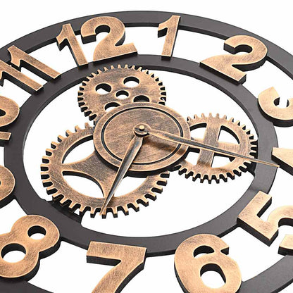 vidaXL Wall Clock | Gold and Black | Metal and MDF | Large | Decorative Inlays 5