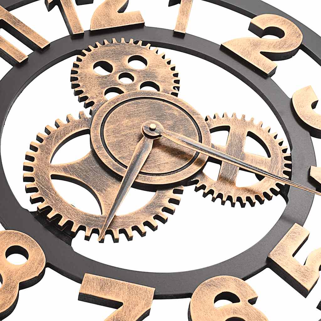 vidaXL Wall Clock | Gold and Black | Metal and MDF | Large | Decorative Inlays 6