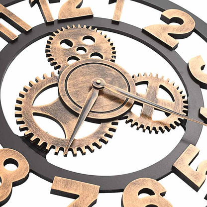 vidaXL Wall Clock | Gold and Black | Metal and MDF | Large | Decorative Inlays 6