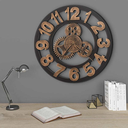 vidaXL Wall Clock | Gold and Black | Metal and MDF | Large | Decorative Inlays 1