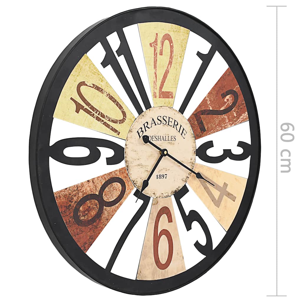vidaXL Wall Clock Metal 60 cm Multicolour 6