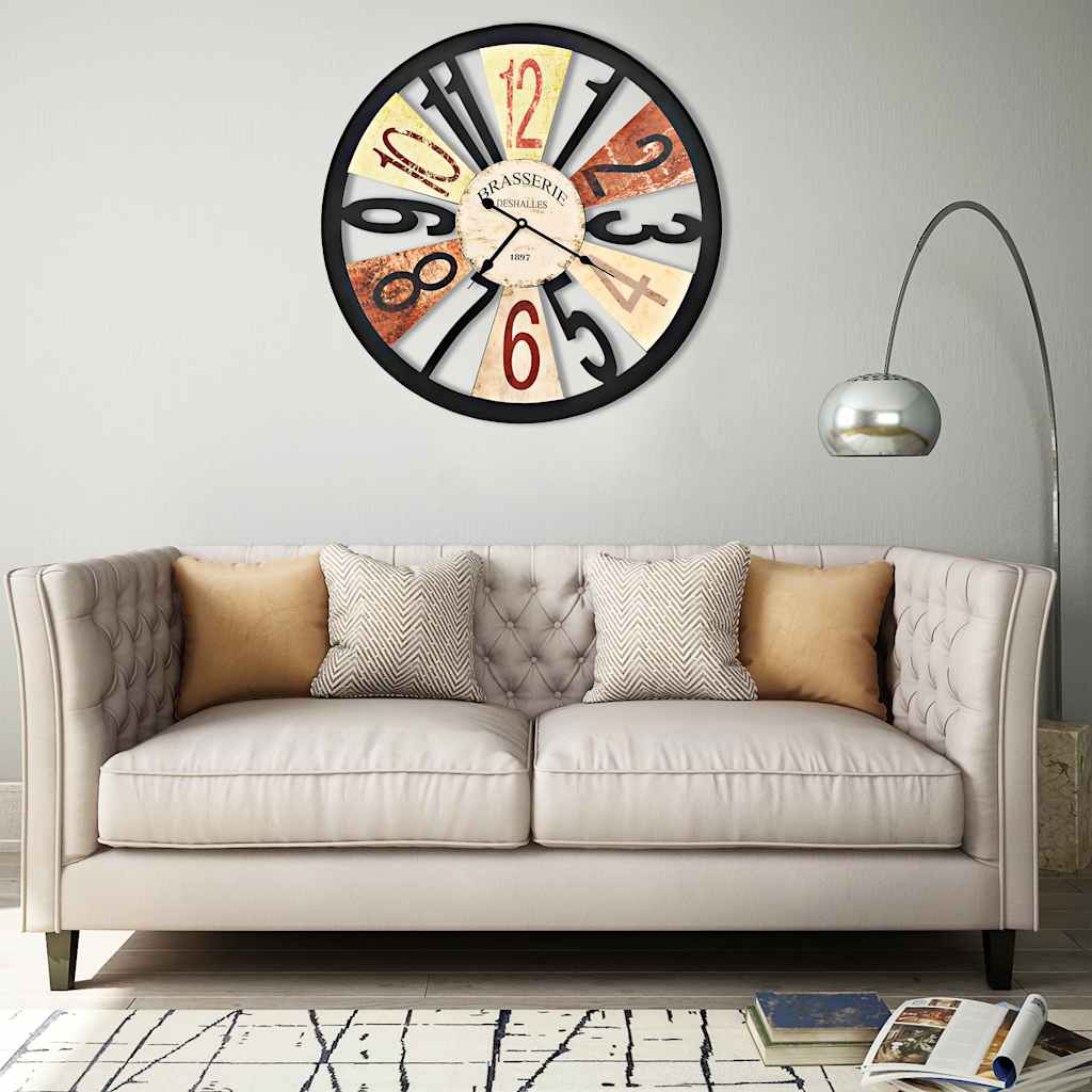 vidaXL Wall Clock Metal 60 cm Multicolour 1