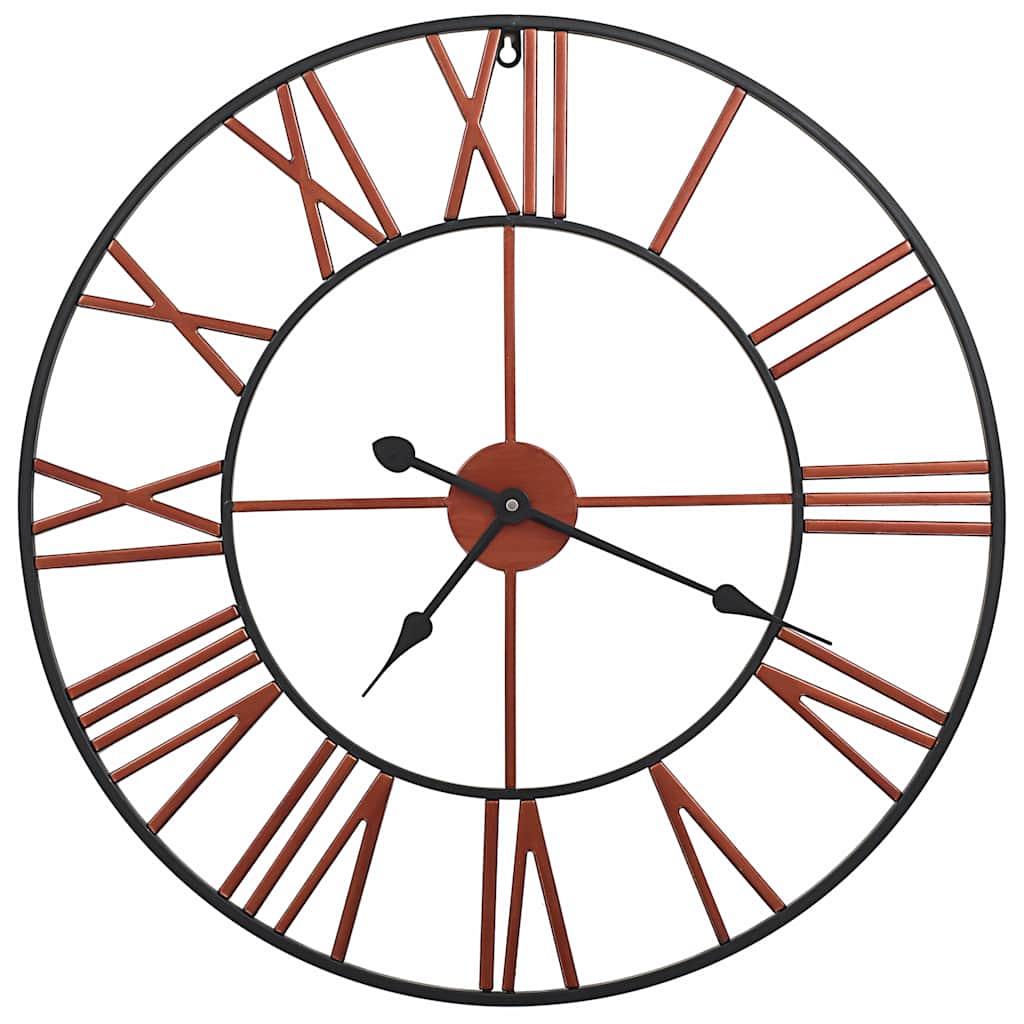 vidaXL Wall Clock | Red and black | Metal | 58 cm diameter | Decorative Inlays 2