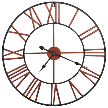 vidaXL Wall Clock | Red and black | Metal | 58 cm diameter | Decorative Inlays 2