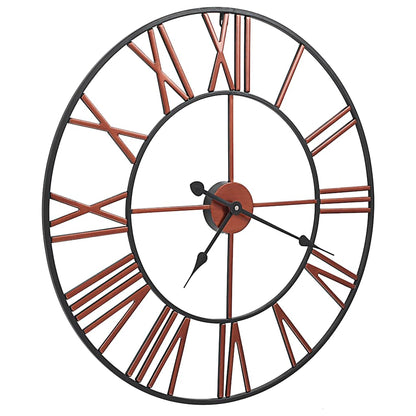 vidaXL Wall Clock | Red and black | Metal | 58 cm diameter | Decorative Inlays 3