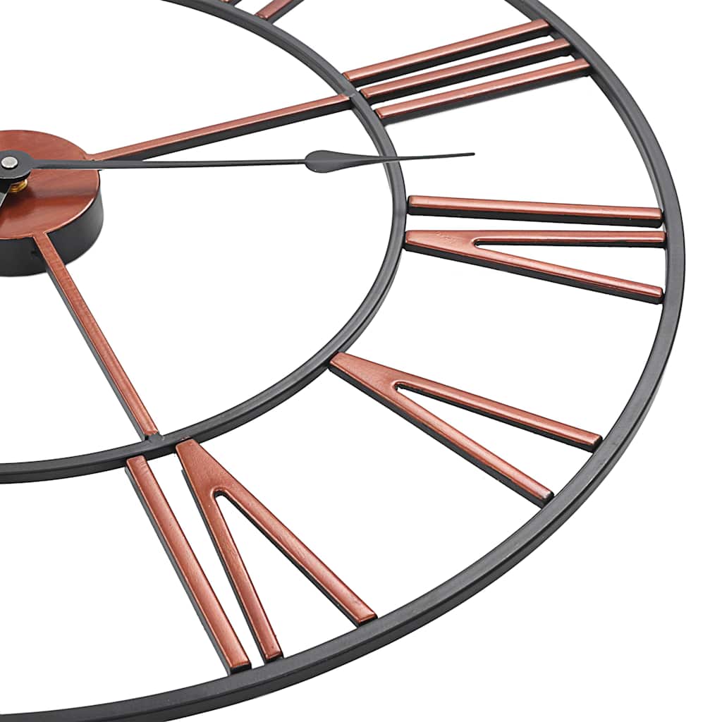 vidaXL Wall Clock | Red and black | Metal | 58 cm diameter | Decorative Inlays 4