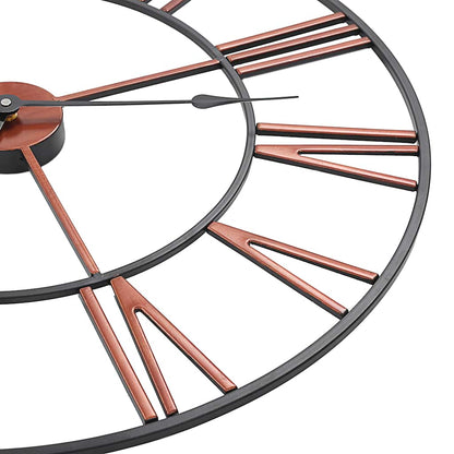 vidaXL Wall Clock | Red and black | Metal | 58 cm diameter | Decorative Inlays 4