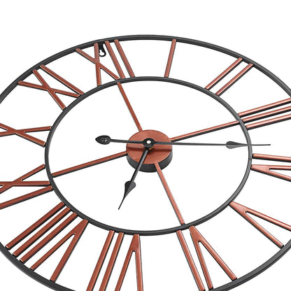 vidaXL Wall Clock | Red and black | Metal | 58 cm diameter | Decorative Inlays 5