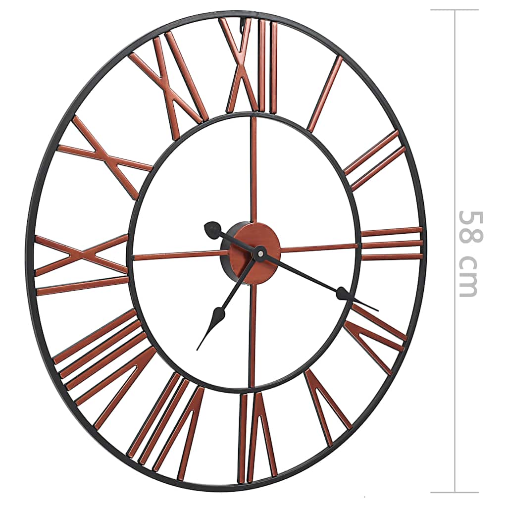 vidaXL Wall Clock | Red and black | Metal | 58 cm diameter | Decorative Inlays 6