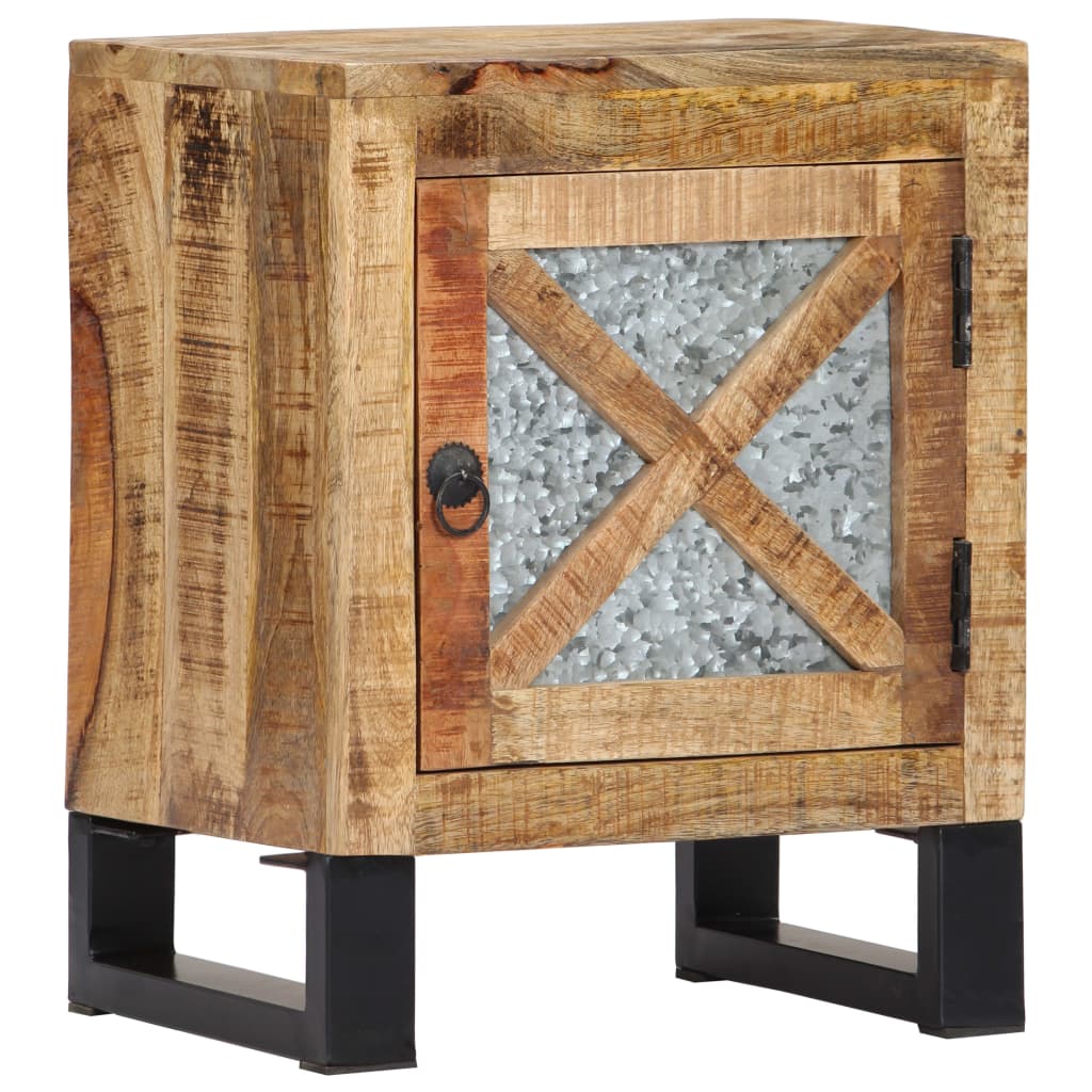 vidaXL Bedside Cabinet | Natural wood with black legs | Solid mango wood 1