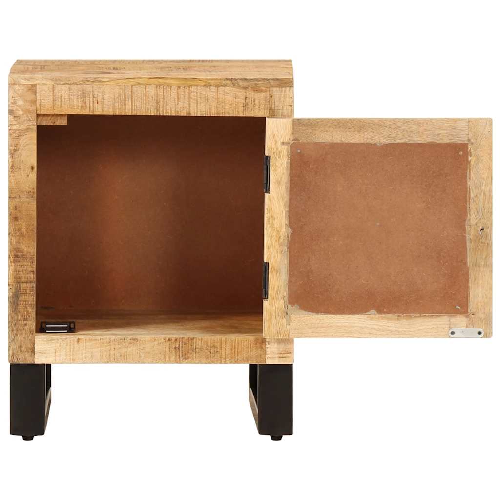 vidaXL Bedside Cabinet | Natural wood with black legs | Solid mango wood 3