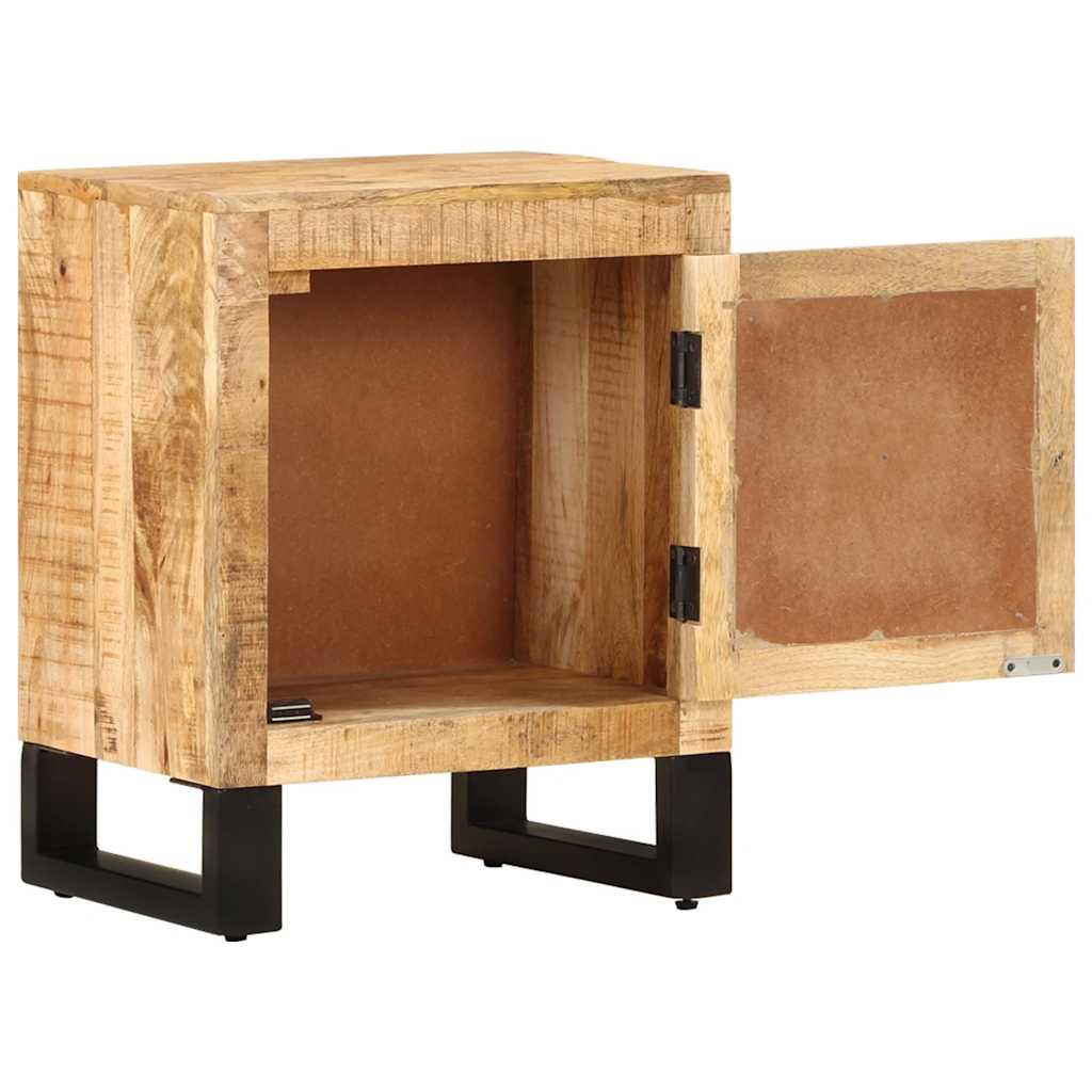 vidaXL Bedside Cabinet | Natural wood with black legs | Solid mango wood 4