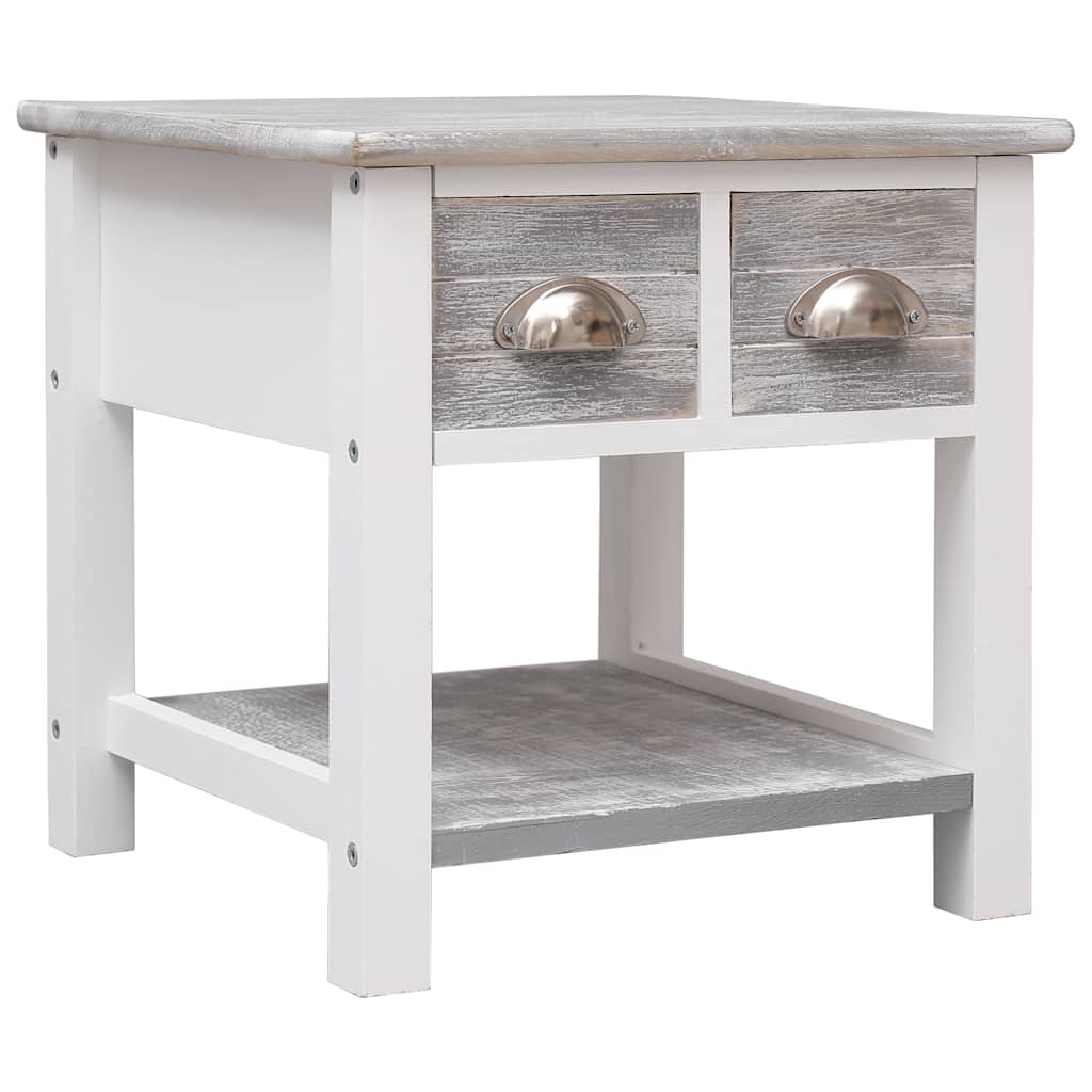 vidaXL Side Table | Grey and white | Paulownia wood | Small | Side Table 1