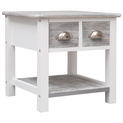 vidaXL Side Table | Grey and white | Paulownia wood | Small | Side Table 1
