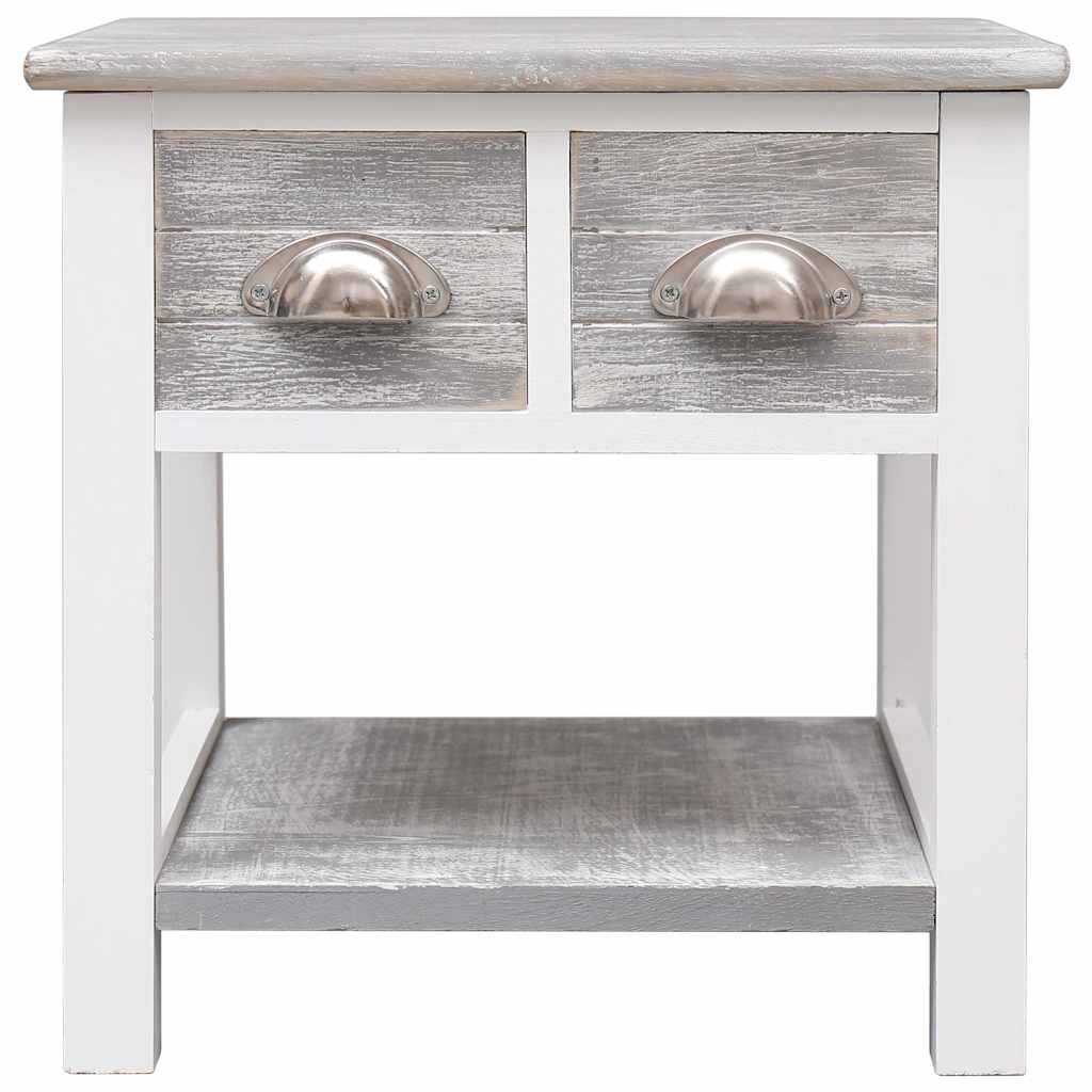 vidaXL Side Table | Grey and white | Paulownia wood | Small | Side Table 2