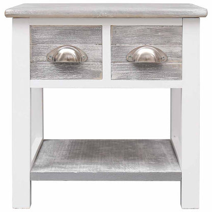 vidaXL Side Table | Grey and white | Paulownia wood | Small | Side Table 2