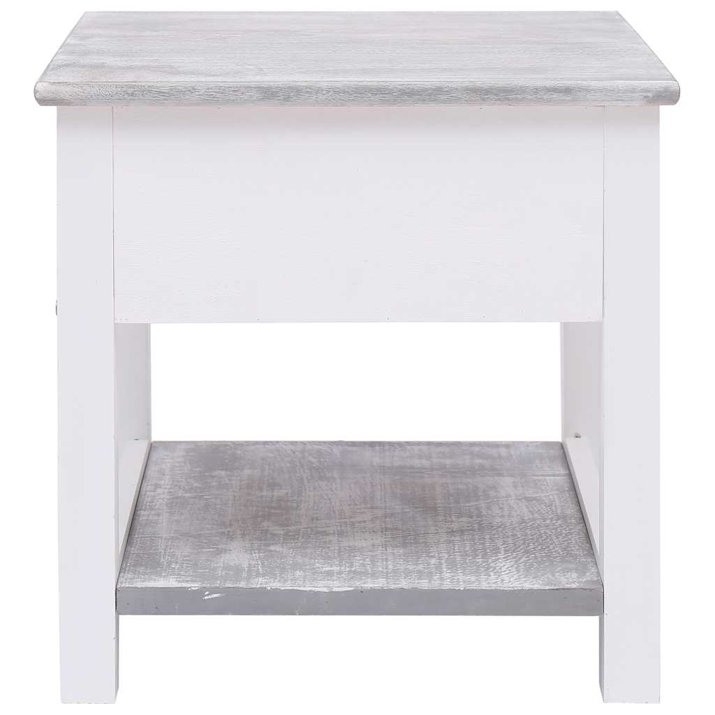 vidaXL Side Table | Grey and white | Paulownia wood | Small | Side Table 3