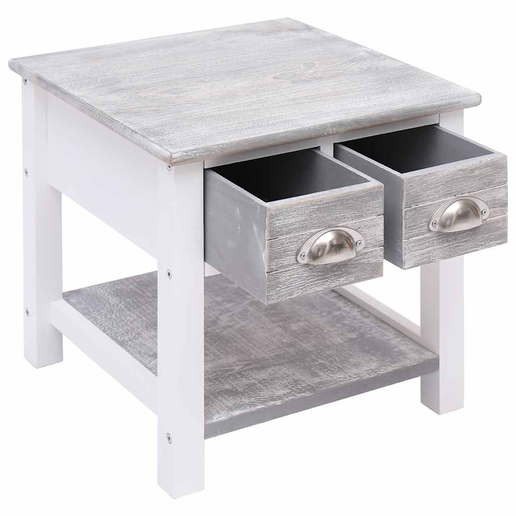 vidaXL Side Table | Grey and white | Paulownia wood | Small | Side Table 4