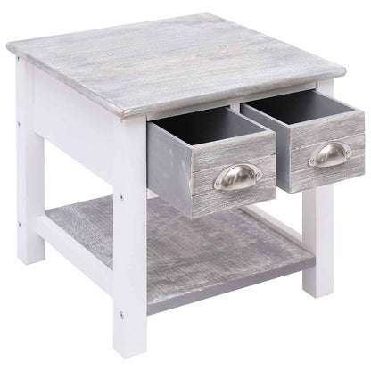 vidaXL Side Table | Grey and white | Paulownia wood | Small | Side Table 4