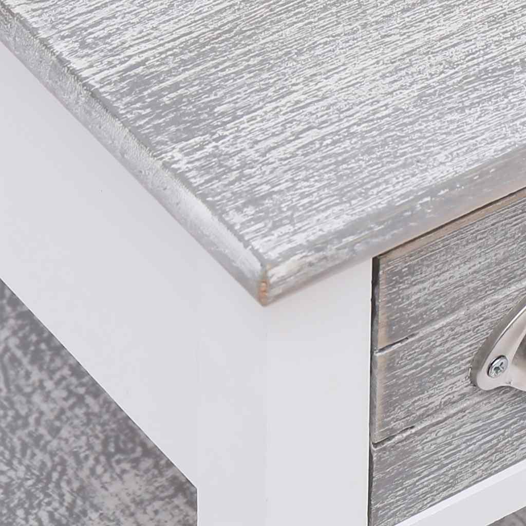 vidaXL Side Table | Grey and white | Paulownia wood | Small | Side Table 5
