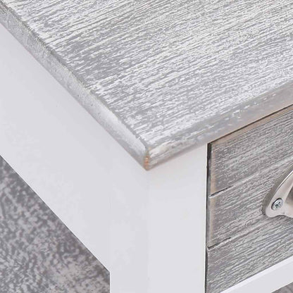 vidaXL Side Table | Grey and white | Paulownia wood | Small | Side Table 5