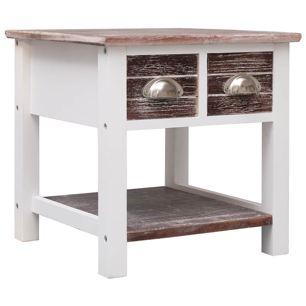 vidaXL Side Table | Brown and white | Paulownia wood | Small | Side Table 1