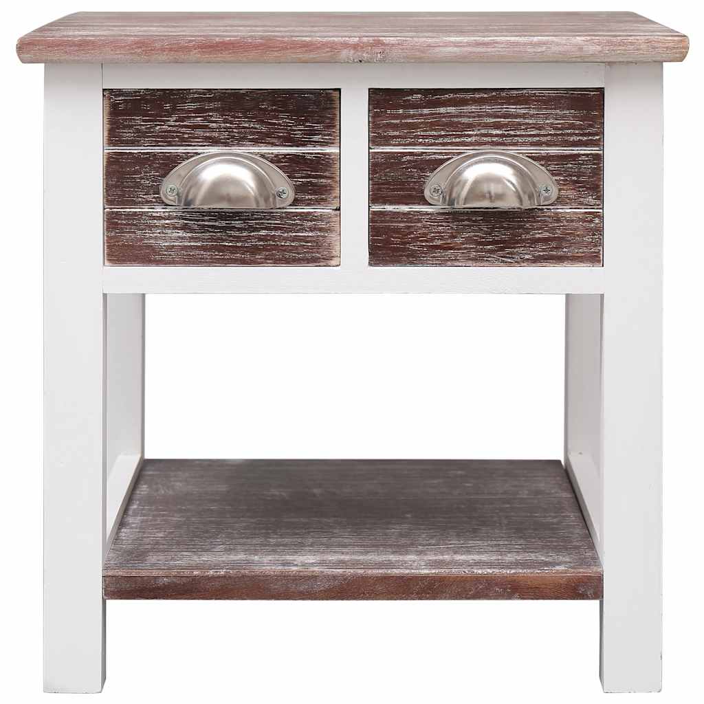 vidaXL Side Table | Brown and white | Paulownia wood | Small | Side Table 2