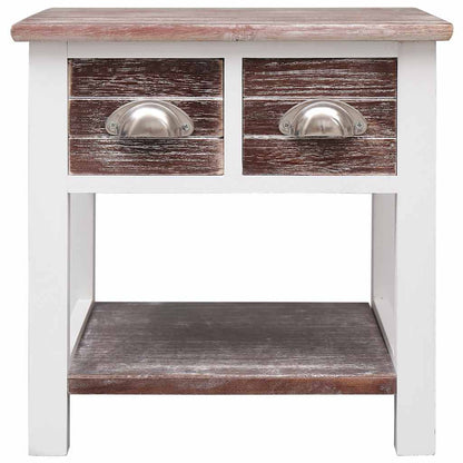 vidaXL Side Table | Brown and white | Paulownia wood | Small | Side Table 2