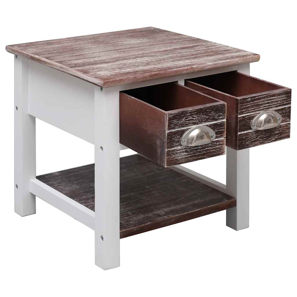 vidaXL Side Table | Brown and white | Paulownia wood | Small | Side Table 4