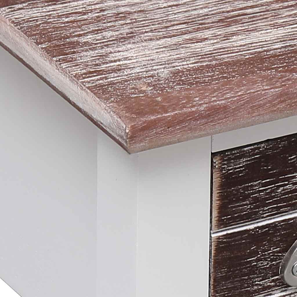 vidaXL Side Table | Brown and white | Paulownia wood | Small | Side Table 5
