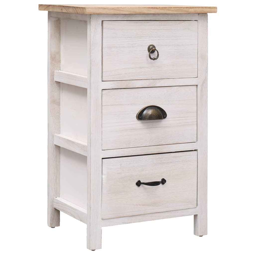 vidaXL Side Cabinet | White and wood colour | Paulownia wood | 35x25x57cm 1