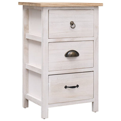 vidaXL Side Cabinet | White and wood colour | Paulownia wood | 35x25x57cm 1