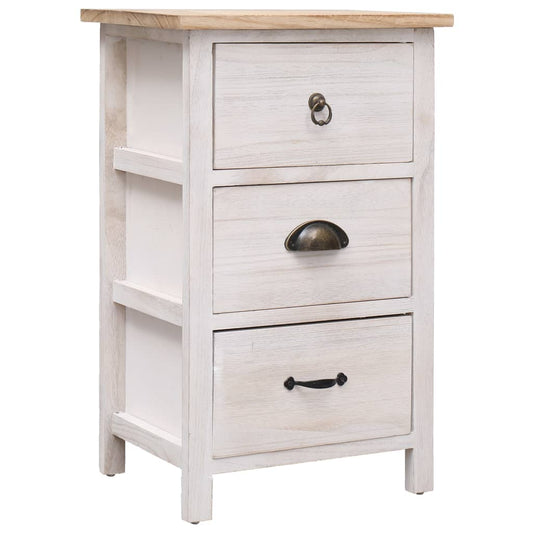 vidaXL Side Cabinet | White and wood colour | Paulownia wood | 35x25x57cm 1