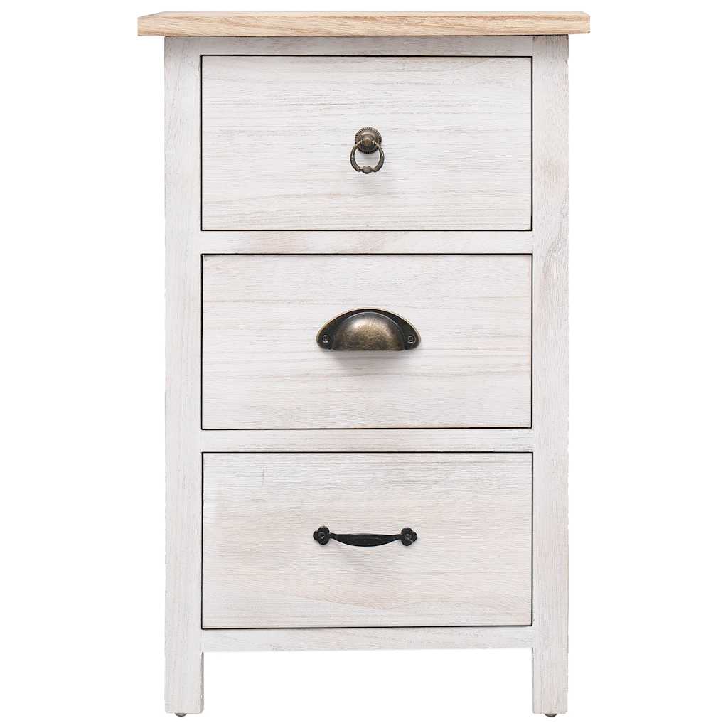 vidaXL Side Cabinet | White and wood colour | Paulownia wood | 35x25x57cm 2