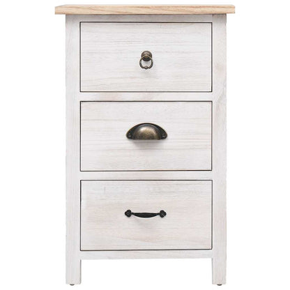 vidaXL Side Cabinet | White and wood colour | Paulownia wood | 35x25x57cm 2