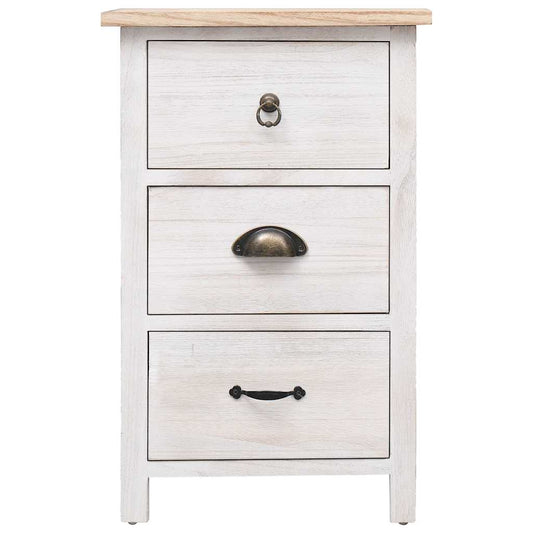 vidaXL Side Cabinet | White and wood colour | Paulownia wood | 35x25x57cm 2