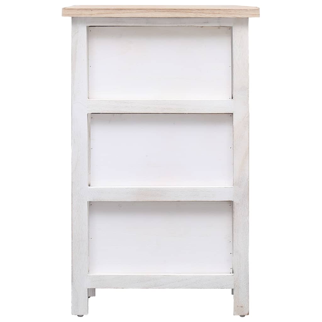 vidaXL Side Cabinet | White and wood colour | Paulownia wood | 35x25x57cm 3