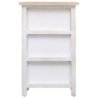 vidaXL Side Cabinet | White and wood colour | Paulownia wood | 35x25x57cm 3
